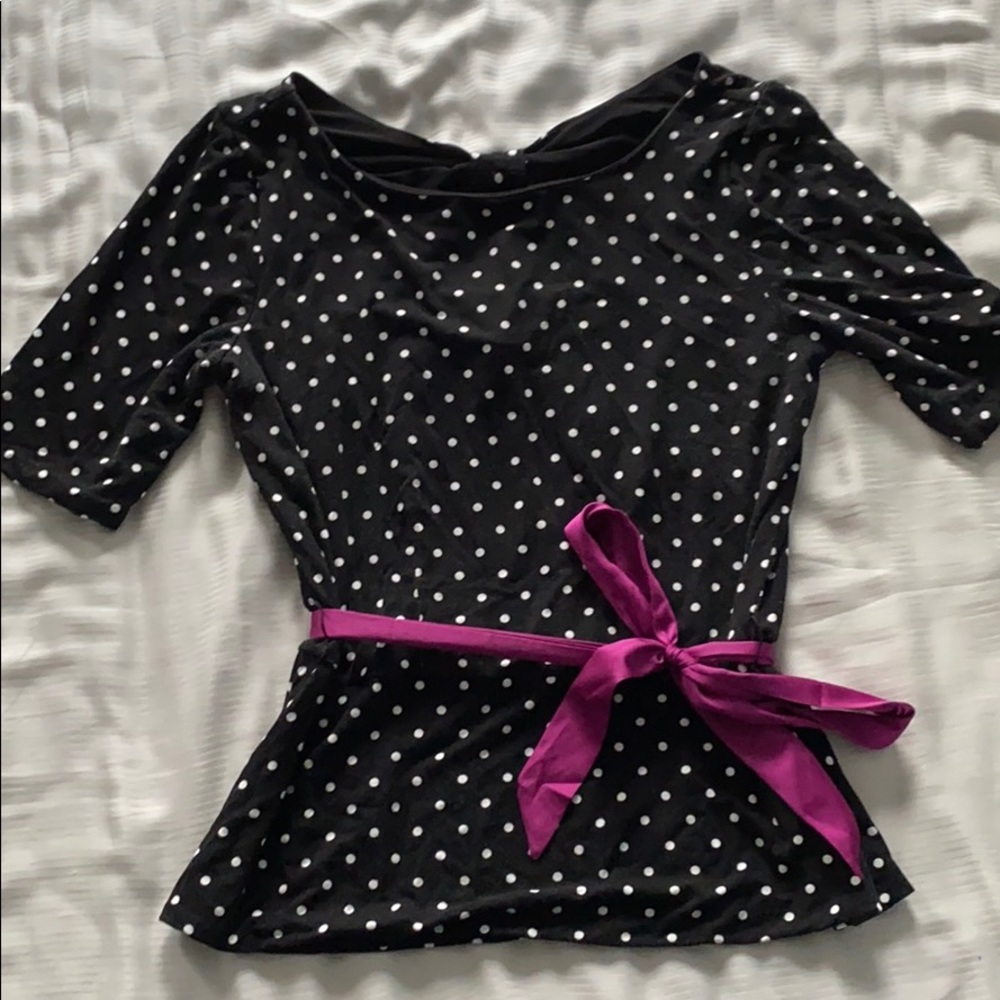 WHBM Polka Dot Peplum Top M